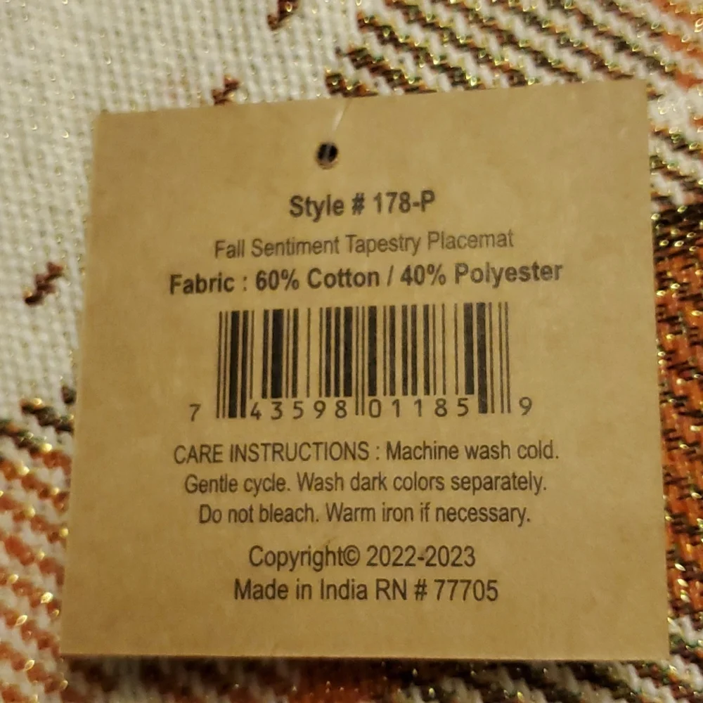 Fall Tapestry Placemats Set of 4